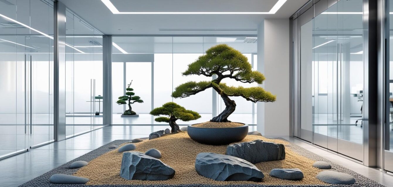 zen garden in a professional technology advanced setting