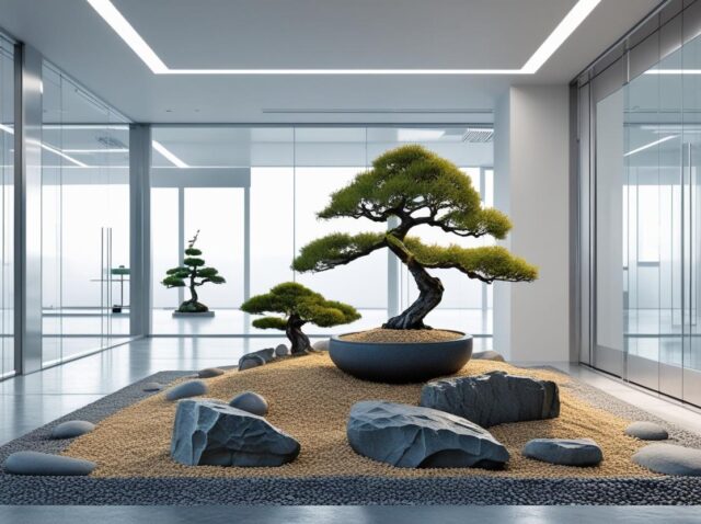 zen garden in a professional technology advanced setting